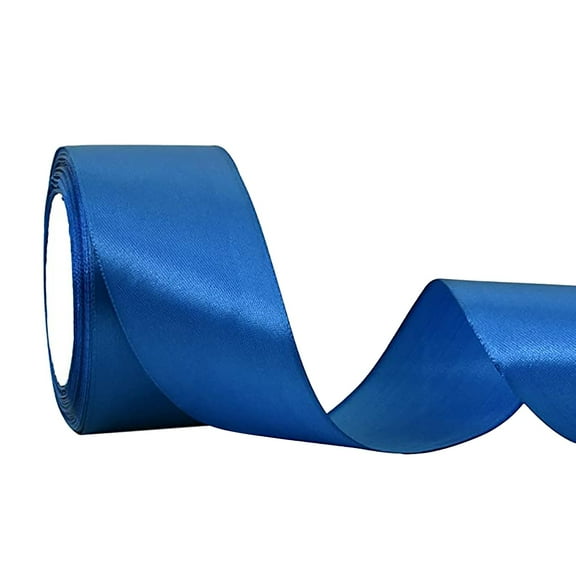 Clearance! Nomeni Ribbon Yellow Blue Double Sided Satin Width 2.5Cm for Bow Bouquet, Gift Wrapping, Baby Shower, Flower Arrangement Home Decor Blue