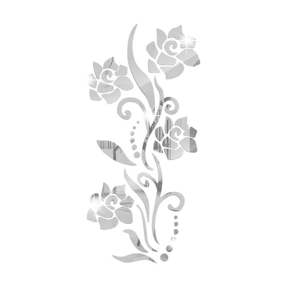 Clearance! Nomeni Wall Stickers 3D Acrylic Mirror Wall Decoration Stickers Roses Diy Self Adhesive Wall Art Decorations Home Removable Decorations Living Room Bedroom Bathroom Office Room Decor B