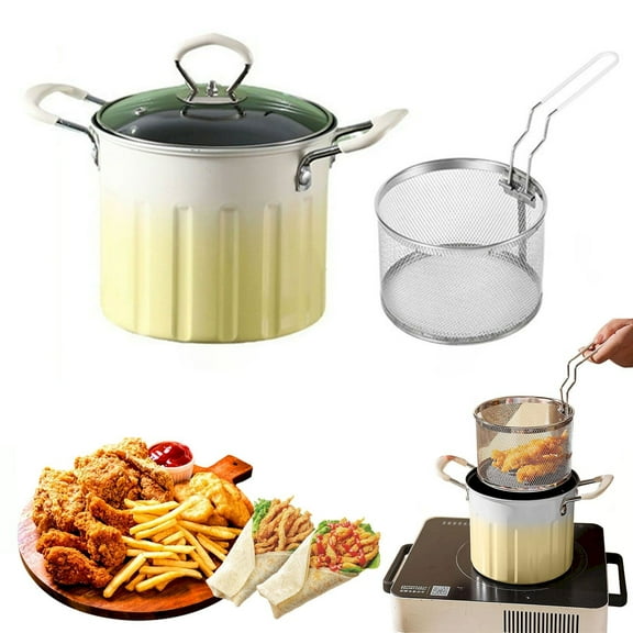 Clearance Non-Stick Pan under $20,Multifunctional Deep Fryer Pot And Container With Strainer Stainless Deep Fryer Pot With Basket Large Capacity Versatile Oil Filter 2 In 1 Oil Strainer Fryin