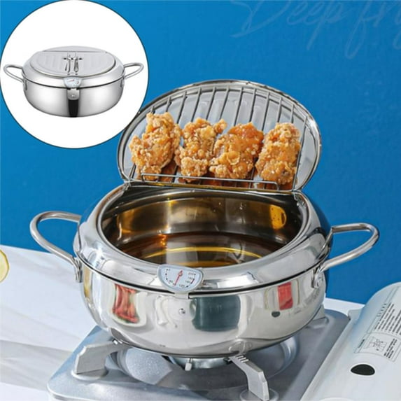 Clearance Non-Stick Pan under $30,Japanese Deep Fryer Pot 2024 New Stainless Deep Fryer Japanese Deep Fryer With Temperature Gauge Deep Frying Pan With Lid Basket For Kitchen French Fries Chicken