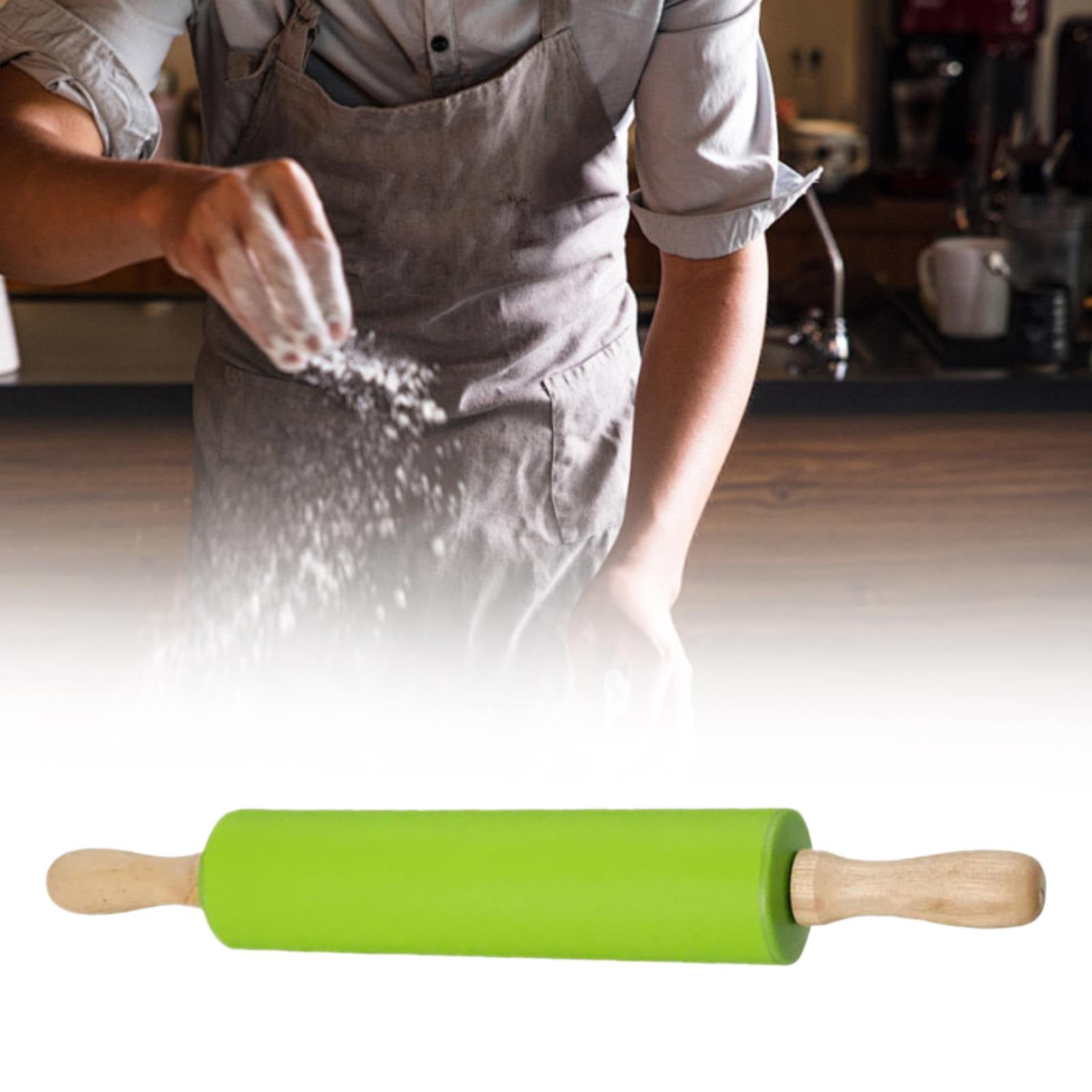 CoCud Silicone Rolling Pins, 17" Length, Silicone & Oak Non-Stick
