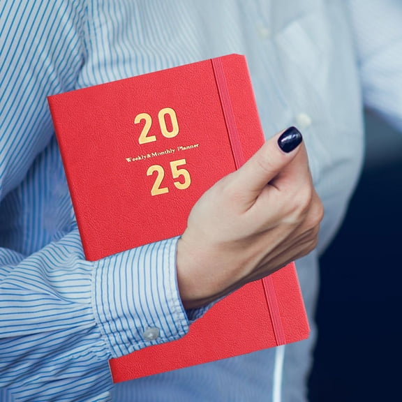 Clearance Notebook under $10,2025 Planner Planner 2025 Weekly Monthly With Stickers Jan 2025 Dec 2025 5.75" X 8.25" 2025 Calendar Planner Premium Paper Pen Holder Inner Pocket