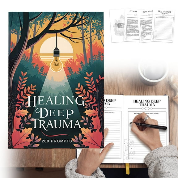 Clearance Notebook under $10,Deep Trauma Workbook: 200 Prompt. Trauma Journal | 206 Page Guided Workbook | Canva Template Included