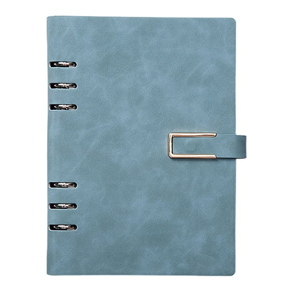 Clearance Notebook under $10,Leather A5 Notebook 6 Ring A5 PU Leather Refillable Notebook With Paper Navy