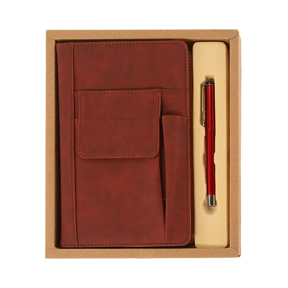 Clearance Notebooks, Tyeign Leather Book Cover A5 Book Sleeve Brown Reusable Book Protector Paperbacks Notebook with Extra Sleeve Pen Pockets for Book Lovers Classmate 10Ml Notebook Small