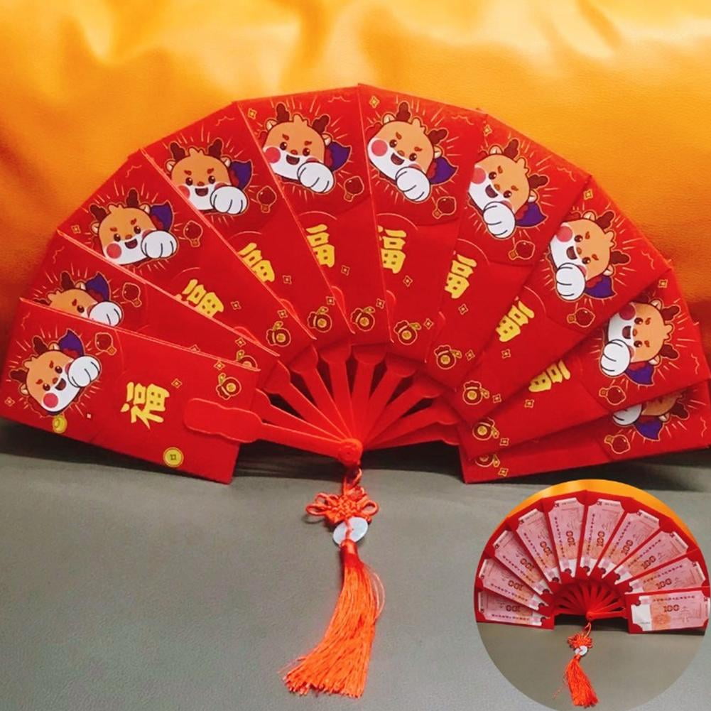 Clearance Now! 2025 Chinese New Year Fanshaped Red Envelope Folded Red