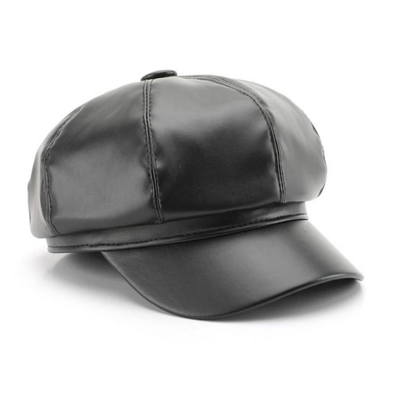 Clearance Now! 8 Panels Newsboy s for Women PU Leather Cabbie Painter Hat Beret E4R9