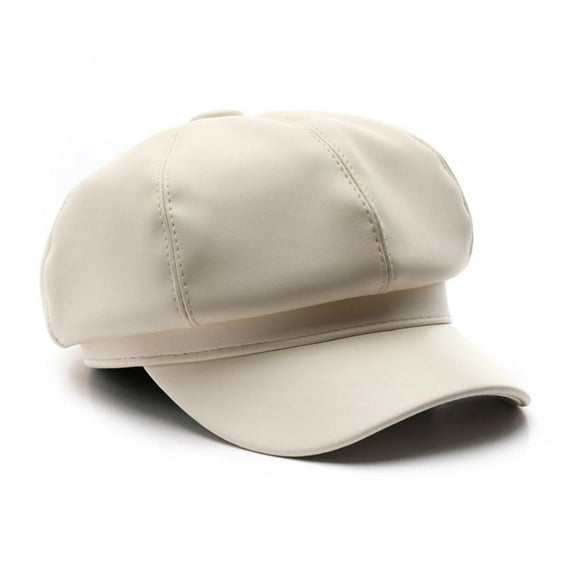 Clearance Now! 8 Panels Newsboy s for Women PU Leather Cabbie Painter Hat Beret T0K9