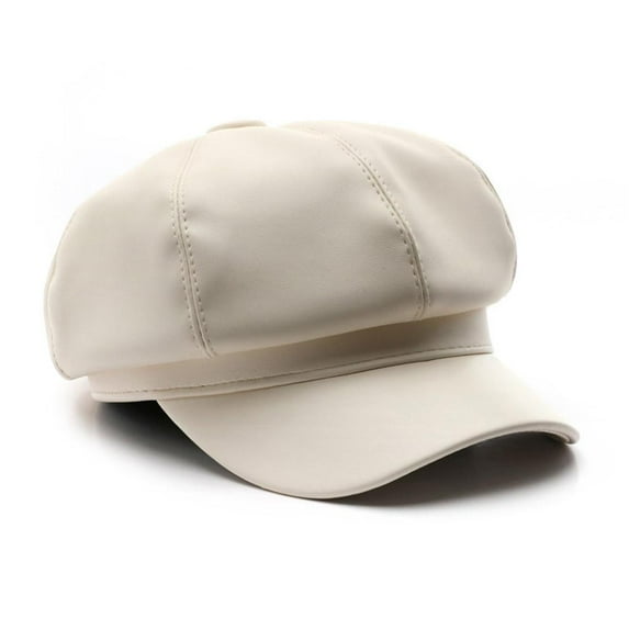 Clearance Now! 8 Panels Newsboy s for Women PU Leather Cabbie Painter Hat Beret T0K9