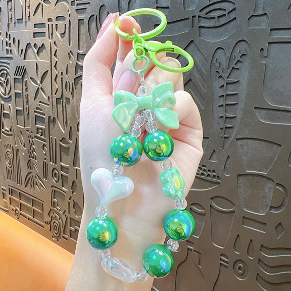 Clearance Now! Creative Can Color Plated Beaded Keychain Bow Love Pe Small Bag Keychain U9M2