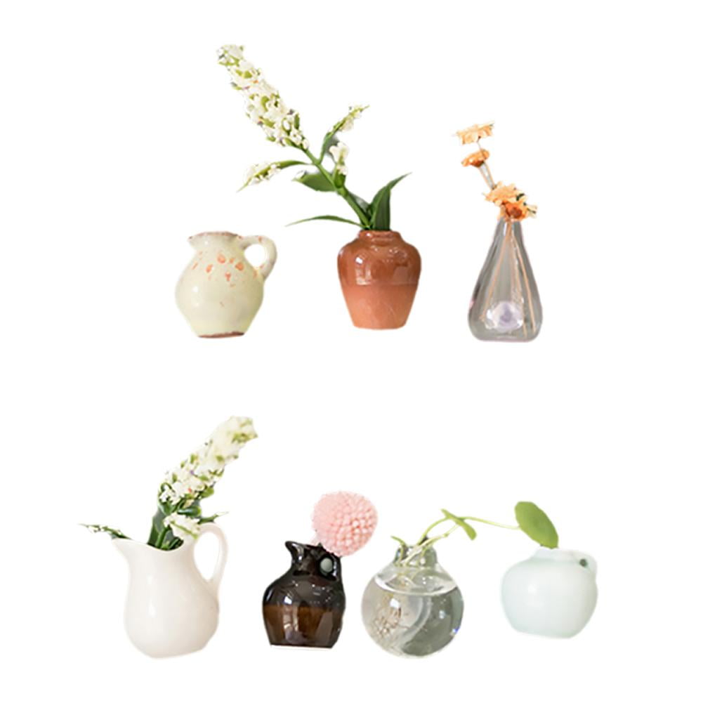 6 Pack Mini Ceramic Vase Fridge Magnets With Fake Flowers - Cute Decorative Refrigerator Stickers For Home, Kitchen, Office