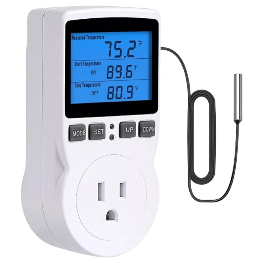 Clearance Now! Digital Thermostat Outlet Plug Temperature Controller Heating Cooling with Prob X5Z8