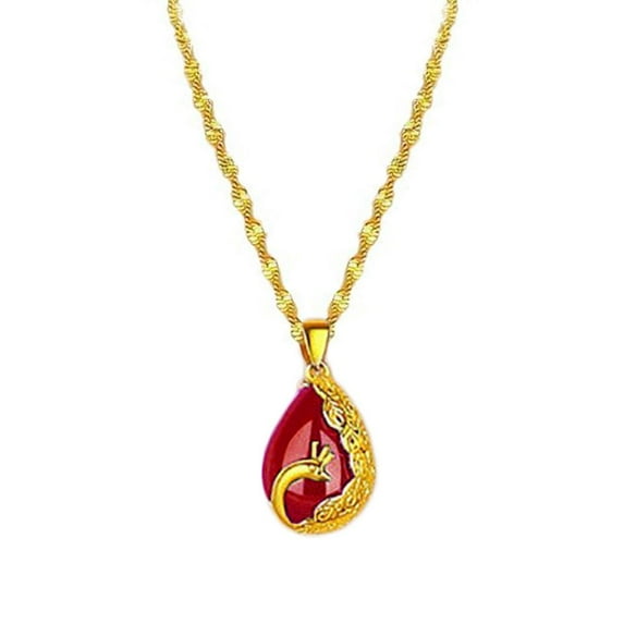 Lingsun Double Water Wave Peacock Necklace Chinese Style Lucky Beads Necklace F1L5