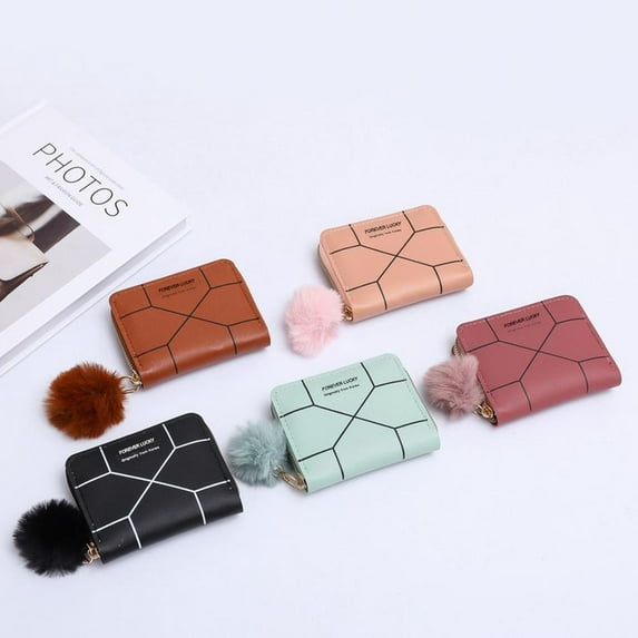 Clearance Now! Leather Small Wallet Coin Purse Short Mini Wallet PU leather coin purse. A6M7