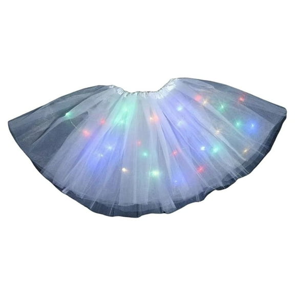 Led Skirt for Women, Women Tutu Skirt LED Light Up, White Tulle Light Up Skirts Knee Length Tutu, for Rave Festivals and Parties N7L6