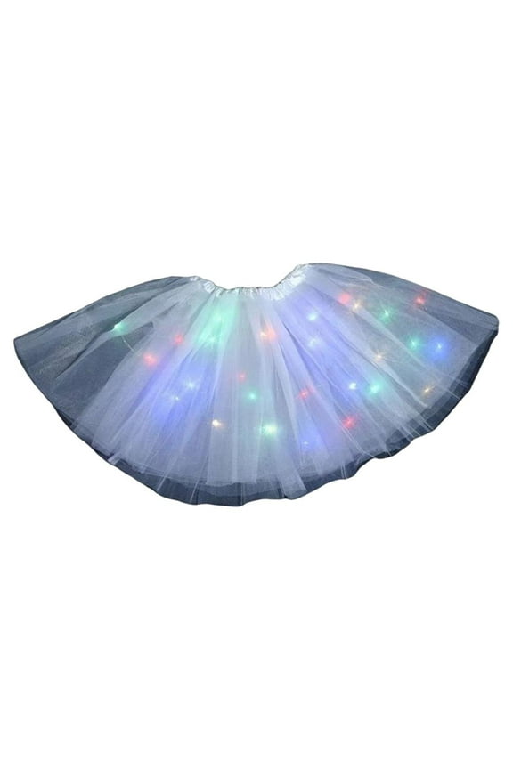 Led Skirt for Women, Women Tutu Skirt LED Light Up, White Tulle Light Up Skirts Knee Length Tutu, for Rave Festivals and Parties N7L6