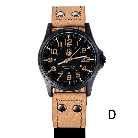 Clearance Now! Men’s Military Leather Date Quartz Analog Army Casual Watches Wrist Dress W8O3