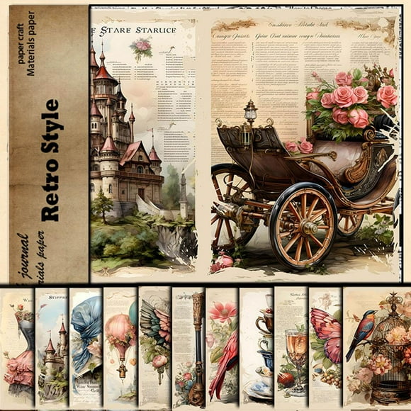 Clearance Now! Retro Style Patterns Scrapbook Craft Paper Kit for Scrapbook Journaling Su I4W4