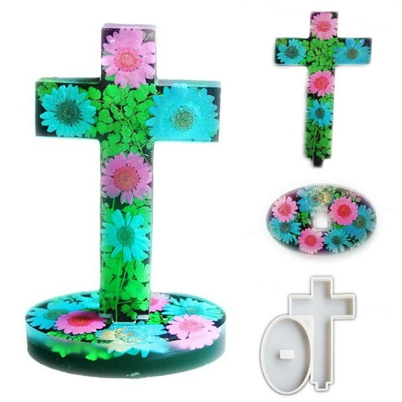 Cross Shape Silicone Molds, Cross with Base Epoxy Resin Casting Molds, Creative Cross Candle Molds Ornaments, Jewellery Making, Pendant, Cross Silicone Molds O4S0
