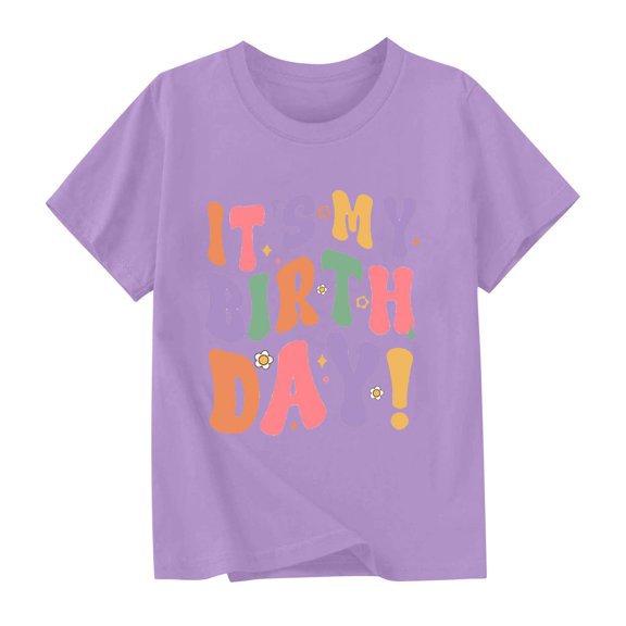 OGLCCG Birthday T-Shirt for Kids Girls It's Me Hi I'm The Birthday Print Short Sleeve Shirt Happy Birthday Party Tee Top Size 2-15 Years