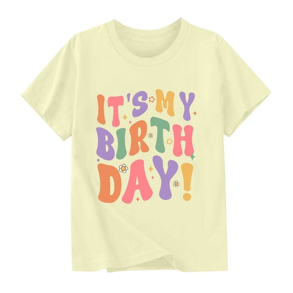 OGLCCG Birthday T-Shirt for Kids Girls It's Me Hi I'm The Birthday Print Short Sleeve Shirt Happy Birthday Party Tee Top Size 2-15 Years