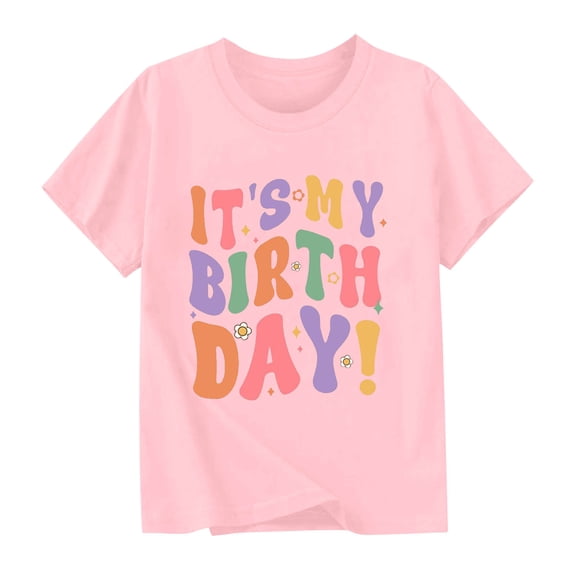 OGLCCG Birthday T-Shirt for Kids Girls It's Me Hi I'm The Birthday Print Short Sleeve Shirt Happy Birthday Party Tee Top Size 2-15 Years