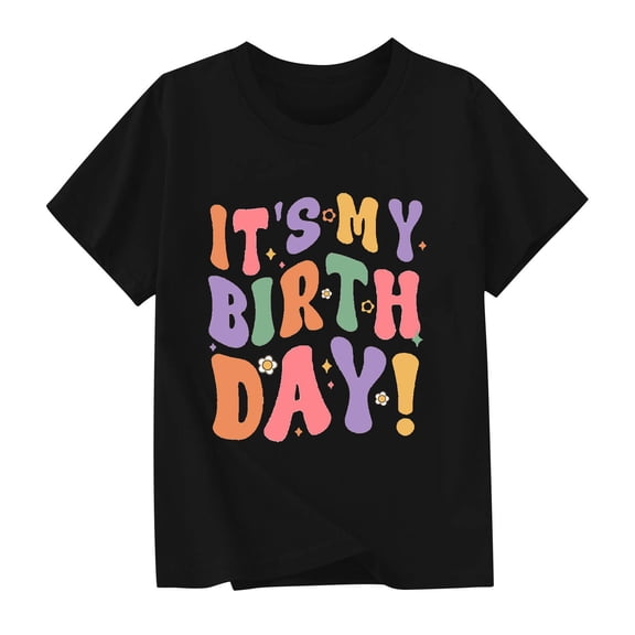 OGLCCG Birthday T-Shirt for Kids Girls It's Me Hi I'm The Birthday Print Short Sleeve Shirt Happy Birthday Party Tee Top Size 2-15 Years