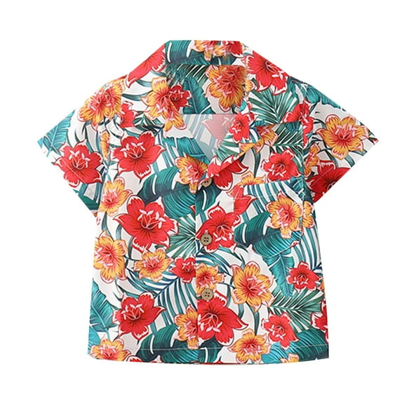OGLCCG Boy's Hawaiian Shirt Kids Short Sleeve Beach Button Down Aloha Shirts for Boys Tropical Casual Summer Shirt 1-12 Years
