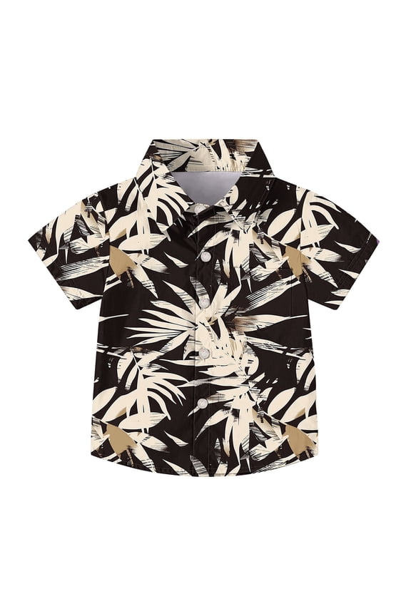 Boy's Hawaiian Shirt Tropical Casual Summer Beach Shirt with Pocket Short Sleeve Casual Button Down Tops for Youth Kids 2-15 Years