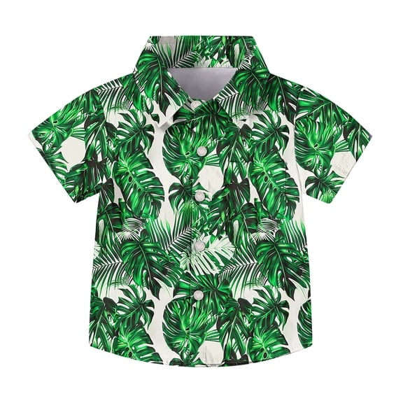 OGLCCG Boys Hawaiian Shirt Tropical Short Sleeve Casual Button Down Tops for Youth Kids Summer Shirt with Pocket 2-15 Years