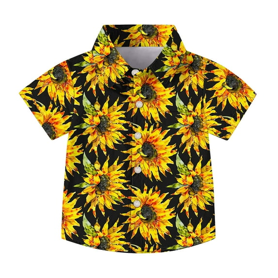OGLCCG Boys Hawaiian Shirt Tropical Short Sleeve Casual Button Down Tops for Youth Kids Summer Shirt with Pocket 2-15 Years