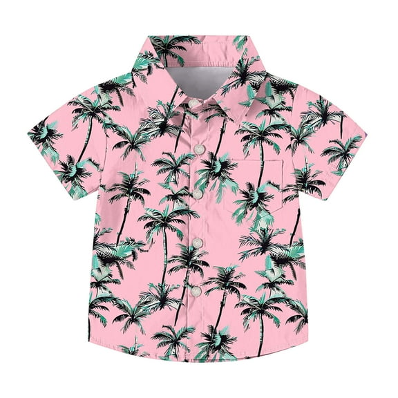 OGLCCG Boys Hawaiian Shirts Short Sleeve Summer Beach Button Down Aloha Luau Shirts for Kids Casual Tropical Shirt with Pocket 2-15 Years