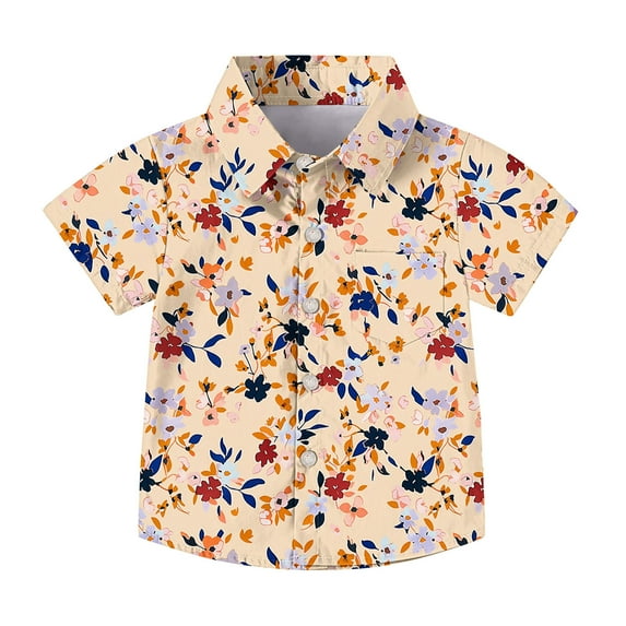 OGLCCG Boys Hawaiian Shirts Short Sleeve Summer Beach Button Down Aloha Luau Shirts for Kids Casual Tropical Shirt with Pocket 2-15 Years