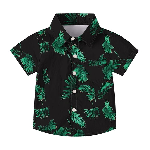 OGLCCG Boys Hawaiian Shirts Short Sleeve Summer Beach Button Down Aloha Luau Shirts for Kids Casual Tropical Shirt with Pocket 2-15 Years