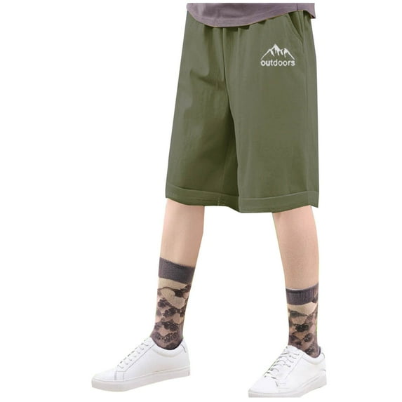 OGLCCG Boys Shorts Quick Dry Elastic Waist Wide Leg Casual Bermuda Shorts with Pockets Summer Loose Beach Shorts 5-16 Years