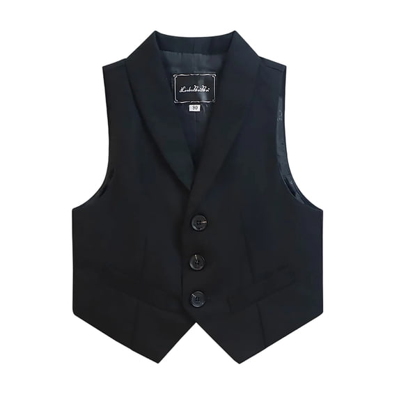OGLCCG Boys Suit Vest Single Breasted V-Neck Vest with Pocket for Formal Occasion Fashion Solid Dress Waistcoat Vest Sizes 2-14 Years