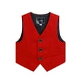 thumbnail image 1 of OGLCCG Boys Suit Vest Single Breasted V-Neck Vest with Pocket for Formal Occasion Fashion Solid Dress Waistcoat Vest Sizes 2-14 Years, 1 of 3