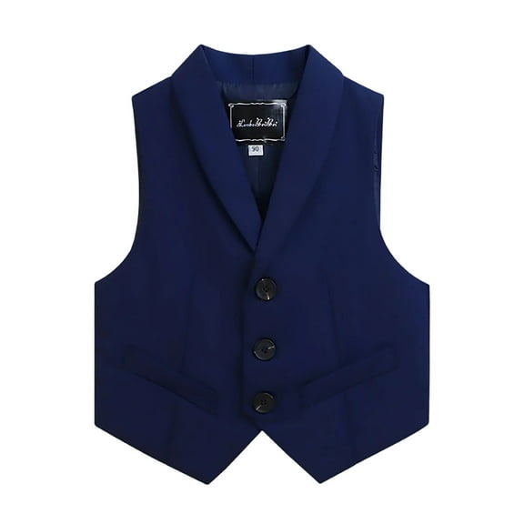 OGLCCG Boys Suit Vest Single Breasted V-Neck Vest with Pocket for Formal Occasion Fashion Solid Dress Waistcoat Vest Sizes 2-14 Years