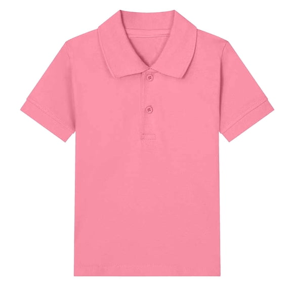 OGLCCG Kid Girls Short Sleeve Shirts School Uniform Collared Button Cotton T Shirts Solid Color Soft Tees Top Size 2-15 Years