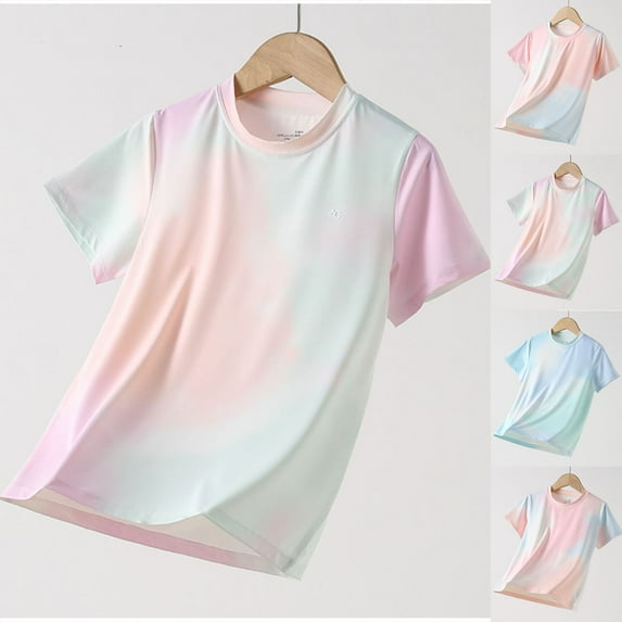 OGLCCG Youth Girls Athletic Shirts Lightweight Short Sleeve Dry Fit Sports T-Shirts Activewear Tees Tops for Kids Teens 4-15 Years
