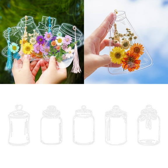 Clearance Office&Craft&Stationery under $1,20 Pcs DIY Handmade Transparent Dried Flower Bookmark Set Include Clear Bookmarks Dried Flowers Colorful Tassels And Tweezer For Book Bottle (Classic)