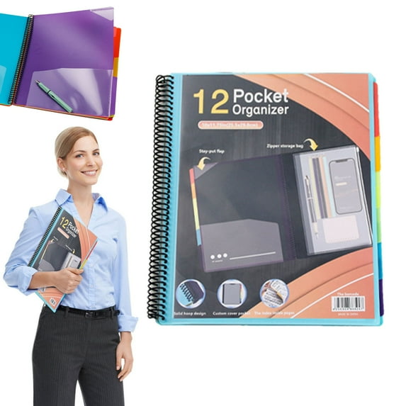 Clearance Office&Craft&Stationery under $10 6/12 Pocket Poly Project Organizer Round Tab Organizer Project Folder Multi Pocket Folder With Pockets Letter Size Back Cover Utility Pouch School Supplies