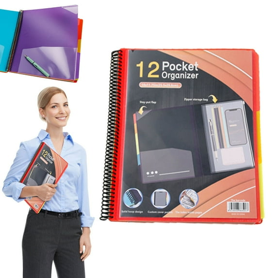 Clearance Office&Craft&Stationery under $10 6/12 Pocket Poly Project Organizer Round Tab Organizer Project Folder Multi Pocket Folder With Pockets Letter Size Back Cover Utility Pouch School Supplies