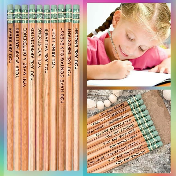 Clearance Office&Craft&Stationery under $10,Affirmation Pencil Set 2023 New Colorful Motivational Pencils Bulk Inspirational Grammar Pencils Cool Custom Personalized Mental Fun Pencils