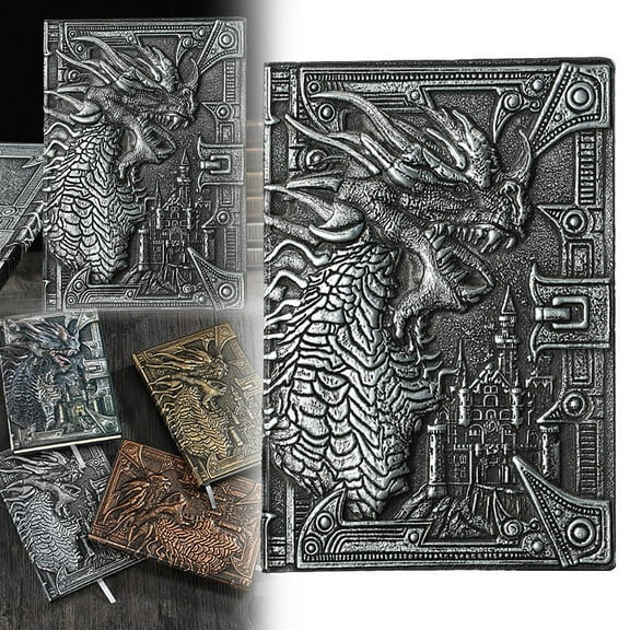 Clearance Office&Craft&Stationery under $10,Vintage Dragon Notebook. Notebook Travel Diary. Antique Handmade A5 Magazine Hardcover Liner Writing Notebook Men's And Women's Gifts (color)