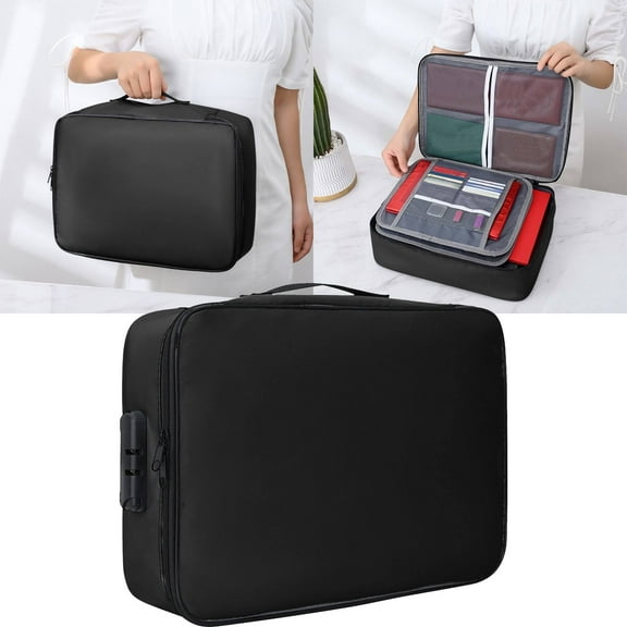 Clearance Office&Craft&Stationery under $15,File Storage Fireproof Document Fireproof Locking File Storage Chest Fire Box Fireproof File Box With Lock With Inserts Bags And Zipper