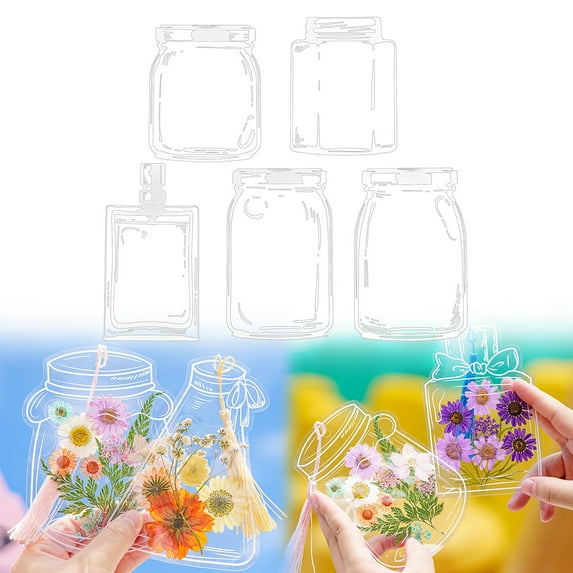 Clearance Office&Craft&Stationery under $5 20PC Large Size Bookmark Flower Page Clips Bookmarks Children Handmade DIY Transparent Flower Page Glass Bottle Wishing Bottle Sticker