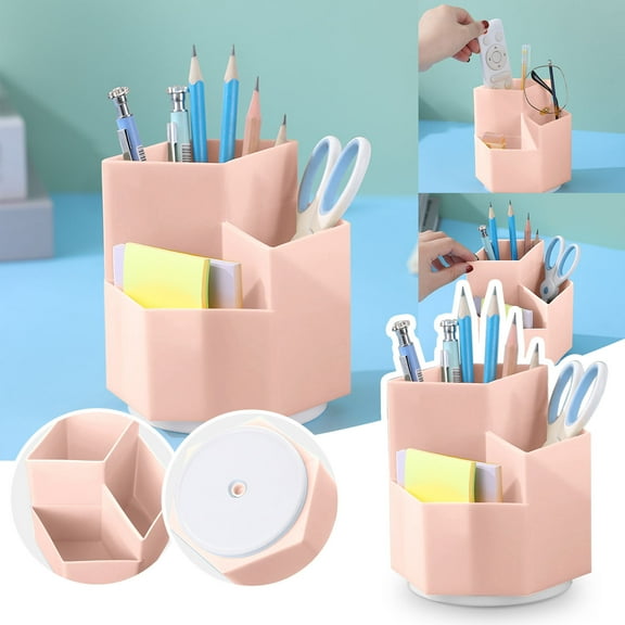 Clearance Office&Craft&Stationery under $5,360° Rotating Pen Holder 3 Grid Pen Holder Holder Office Supplies Storage Desktop Arrangement Cute Pencil Cup Pot For Home Office