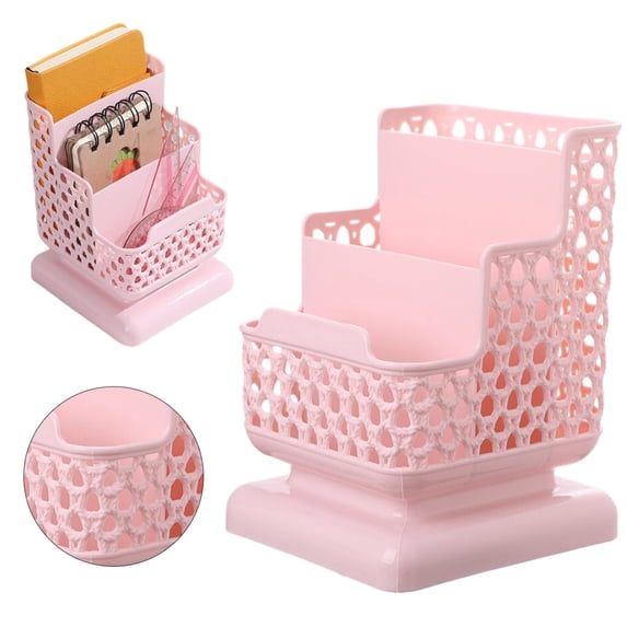 Clearance Office&Craft&Stationery under $5,Desk Pencil Pen Holder Desktop Stationary Organizer With Three Compartment Supply Storage Box Art Supply Storage Organizer Hollow Design For Desk