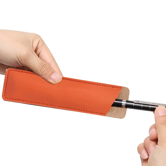 Clearance Office&Craft&Stationery under $5 PU Leather Large Capacity Pencil Case Student Stationery Bag Solid Color Simple Leather Pen Case Pen Protective Case